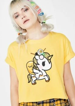 Tokidoki Tops Unicorno Gudetama Crop Tee
