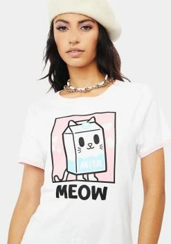 Tokidoki Tops Meow Meow Ringer Graphic Tee