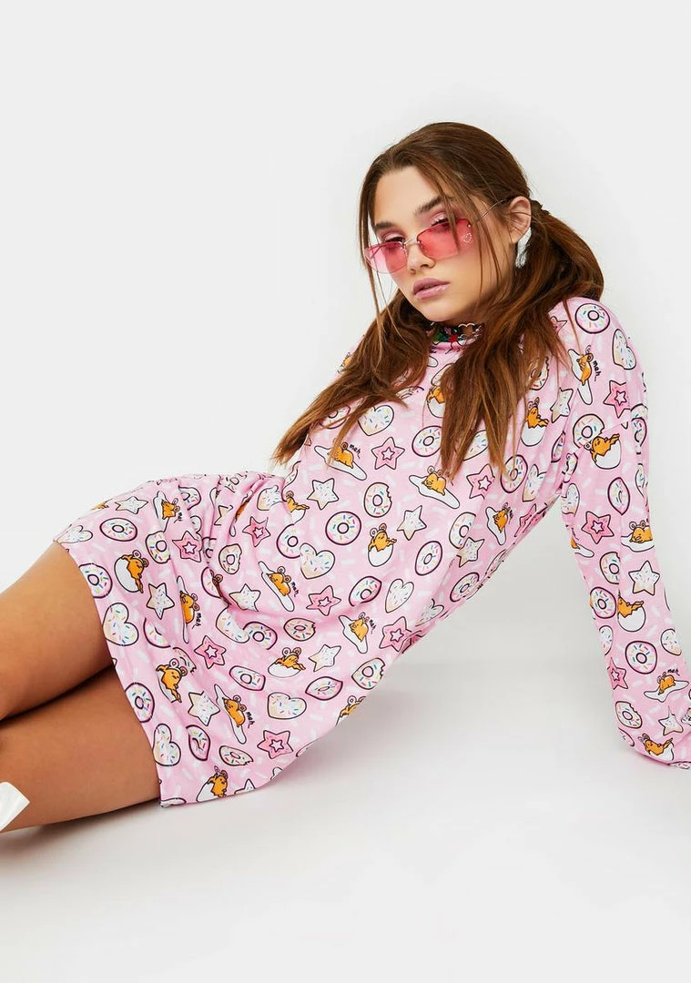 Tokidoki X Gudetama Go Donuts Long Sleeve Dress Dresses 4 Tokidoki X Gudetama Go Donuts Long Sleeve Dress Dresses