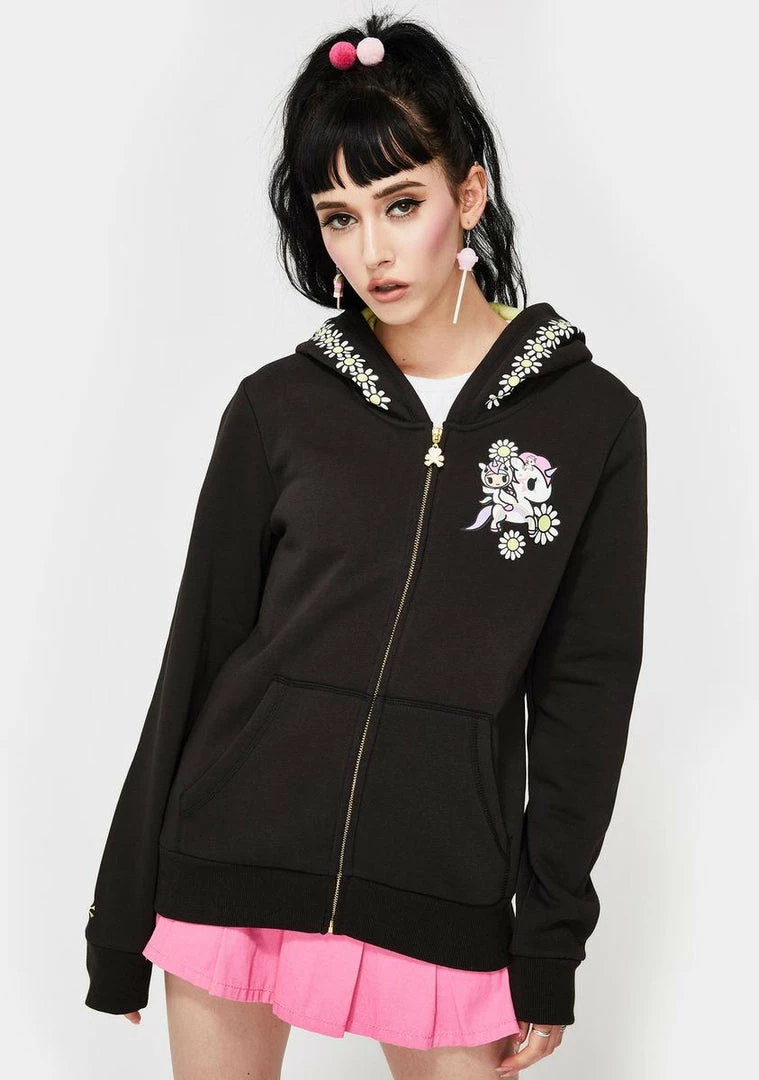 Tokidoki Flower Power Zip Up Hoodie Sweatshirt Outerwear 3 Tokidoki Flower Power Zip Up Hoodie Sweatshirt Outerwear