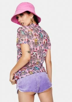 Tokidoki Flowery Friends Short Sleeve Mock Turtleneck Tops 9 Tokidoki Flowery Friends Short Sleeve Mock Turtleneck Tops