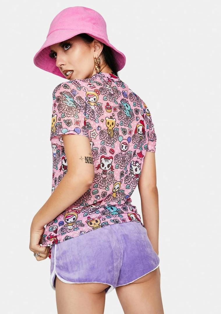 Tokidoki Flowery Friends Short Sleeve Mock Turtleneck Tops 6 Tokidoki Flowery Friends Short Sleeve Mock Turtleneck Tops