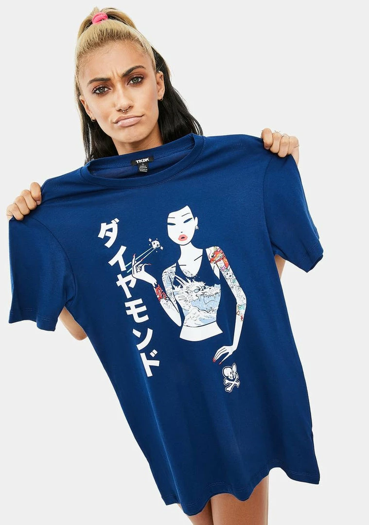 Tokidoki Japanese Diamond Girl Short Sleeve Graphic Tee 3 Tokidoki Japanese Diamond Girl Short Sleeve Graphic Tee