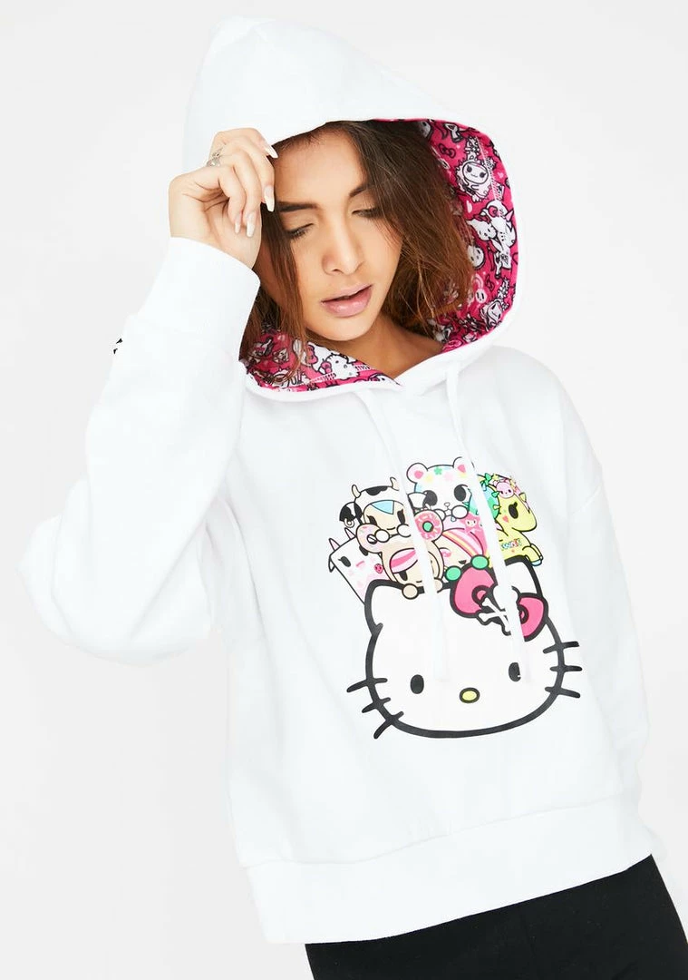 Tokidoki Kitty Cuddle Cropped Hoodie Tops 3 Tokidoki Kitty Cuddle Cropped Hoodie Tops