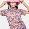 Tokidoki Flowery Friends Short Sleeve Mock Turtleneck Tops 1 Tokidoki Flowery Friends Short Sleeve Mock Turtleneck Tops