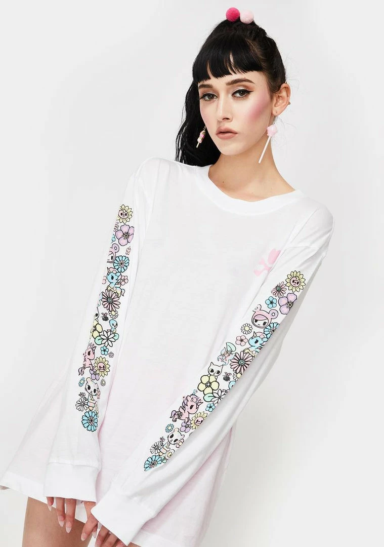 Tokidoki Tops Garden Sleeves Long Sleeve Graphic Tee 3 Tokidoki Tops Garden Sleeves Long Sleeve Graphic Tee