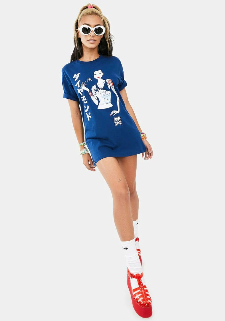 Tokidoki Japanese Diamond Girl Short Sleeve Graphic Tee 5 Tokidoki Japanese Diamond Girl Short Sleeve Graphic Tee