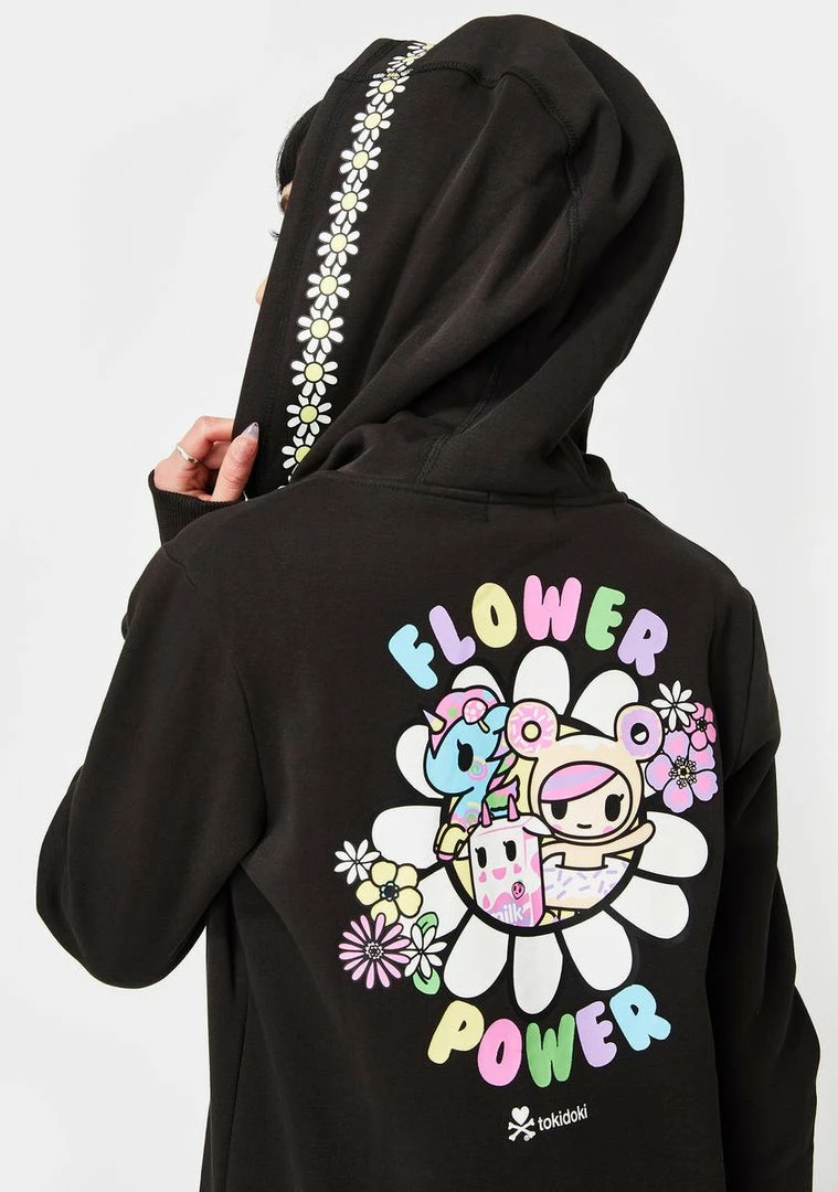 Tokidoki Flower Power Zip Up Hoodie Sweatshirt Outerwear 4 Tokidoki Flower Power Zip Up Hoodie Sweatshirt Outerwear
