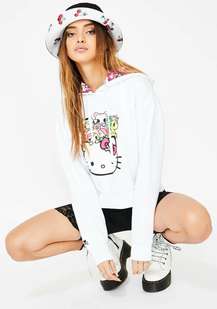 Tokidoki Kitty Cuddle Cropped Hoodie Tops 4 Tokidoki Kitty Cuddle Cropped Hoodie Tops