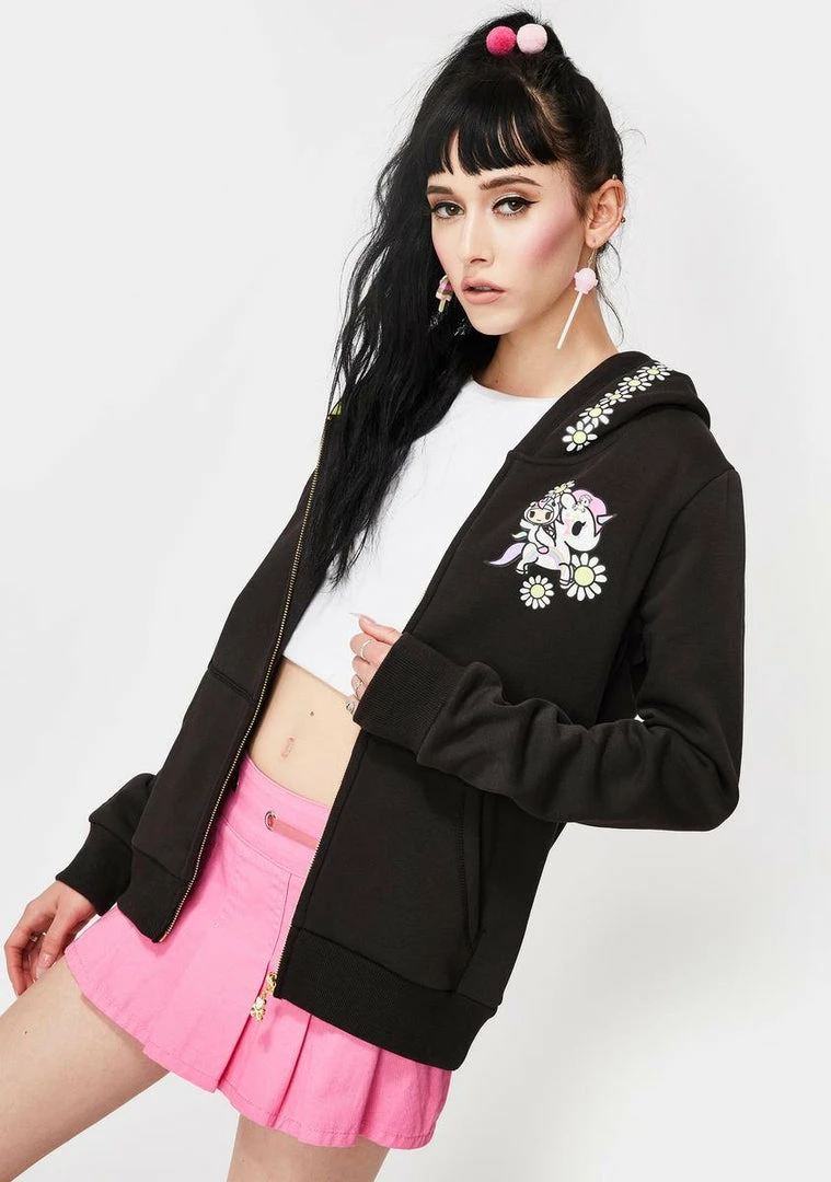 Tokidoki Flower Power Zip Up Hoodie Sweatshirt Outerwear 6 Tokidoki Flower Power Zip Up Hoodie Sweatshirt Outerwear